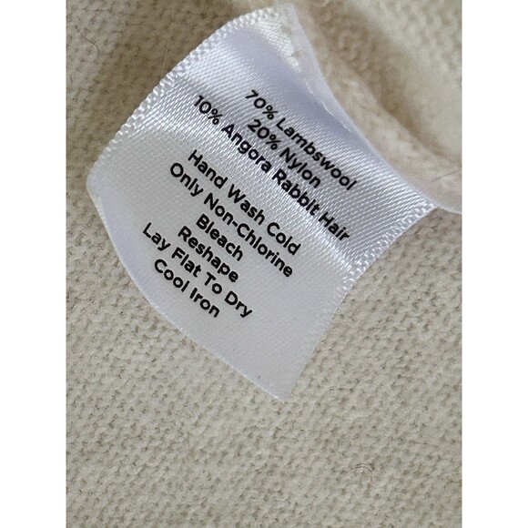 Talbots One Button Beaded Cardigan Lambs Wool Angora Nylon Ivory Sz Small - Picture 10 of 12